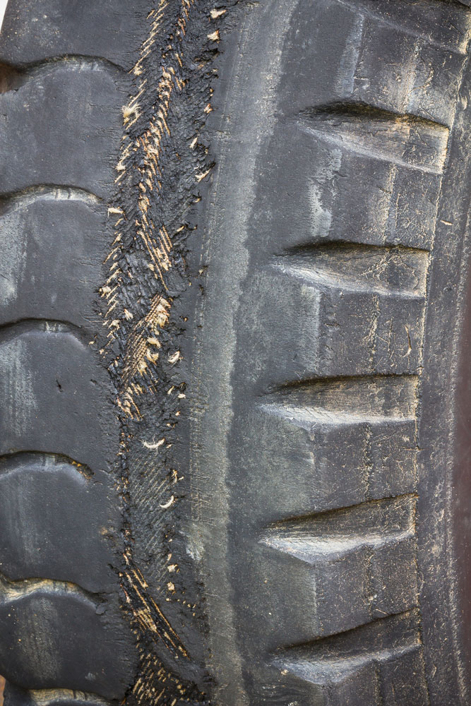 dangerously worn tyre with no tread